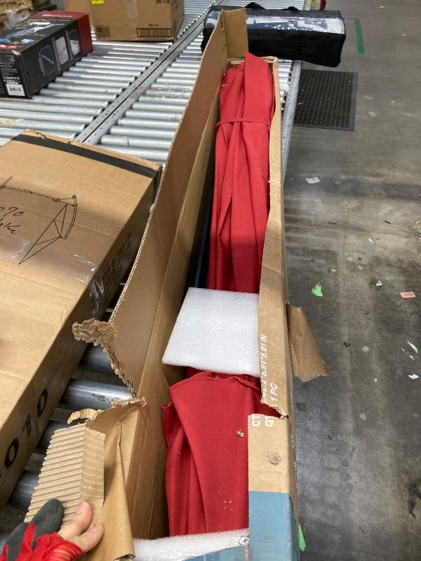 Photo 1 of ***It is used and is missing parts, so it is not known if it works 100%***edx 10ft Solar 32 LED Lights Patio Umbrella with Tilt Adjustment and UV-Resistant Polyester Fabric?Market Umbrella for Outdoor, Red