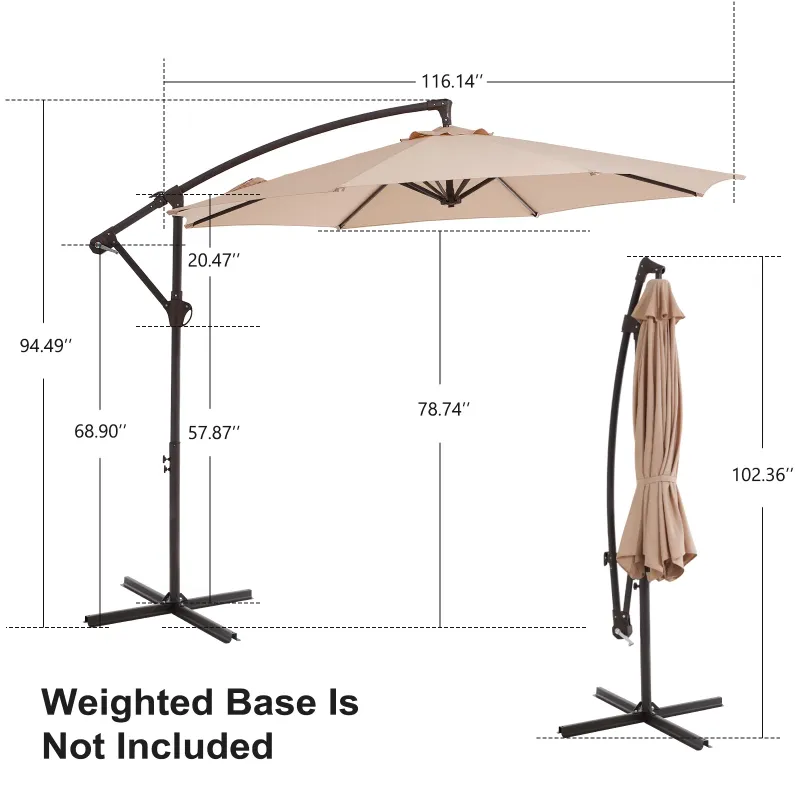 Photo 1 of ***It is used and is missing parts, so it is not known if it works 100%***JUSTLET 10' Outdoor Hanging Offset Cantilever Umbrella for Patio(No Base), Beige
