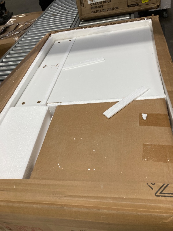 Photo 1 of ***It is used, it is missing parts, it is not known if it works 100%.***Ktaxon Makeup Vanity with 4 Drawers&Charging Station, Vanity Table Desk with 3 Color Light, Dressing Table w/ 2 Door Cabinet, White