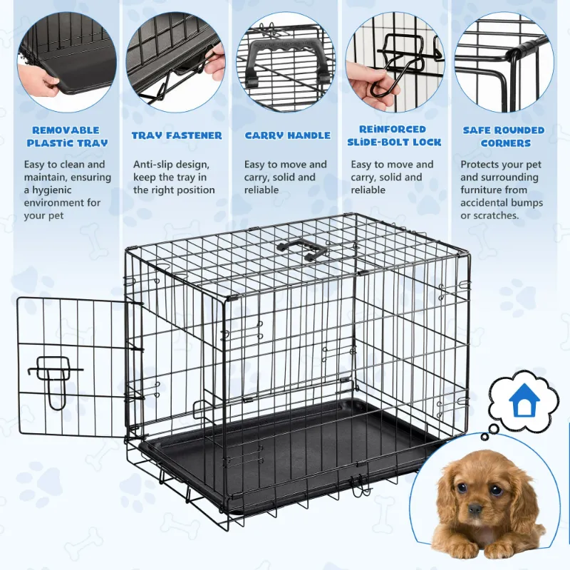 Photo 1 of *****It is used, it is missing parts, it is not known if it works 100%.***EDX Small Dog Crate, 24" Single Door Folding Metal Wire Dog Cage with Plastic Leak-Proof Pan Tray