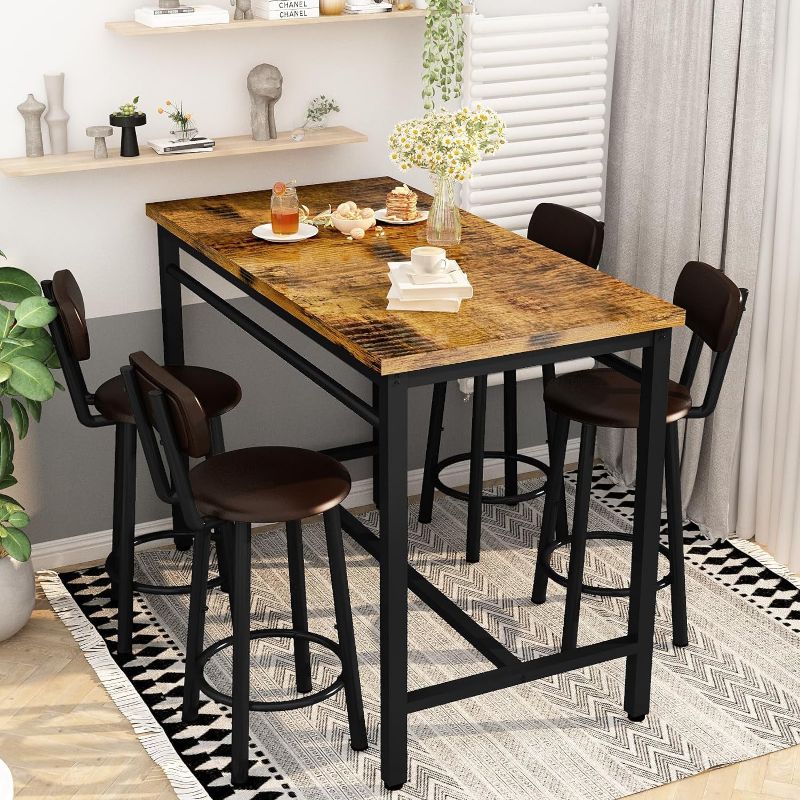 Photo 1 of *****It is used, it is missing parts, it is not known if it works 100%.**It is used, it is missing parts, it is not known if it works 100%.*****LTTROMAT Dining Table Set for 4, Bar Table and Chairs Set with 4 Upholstered Bar Stools, High Top Table and Cha