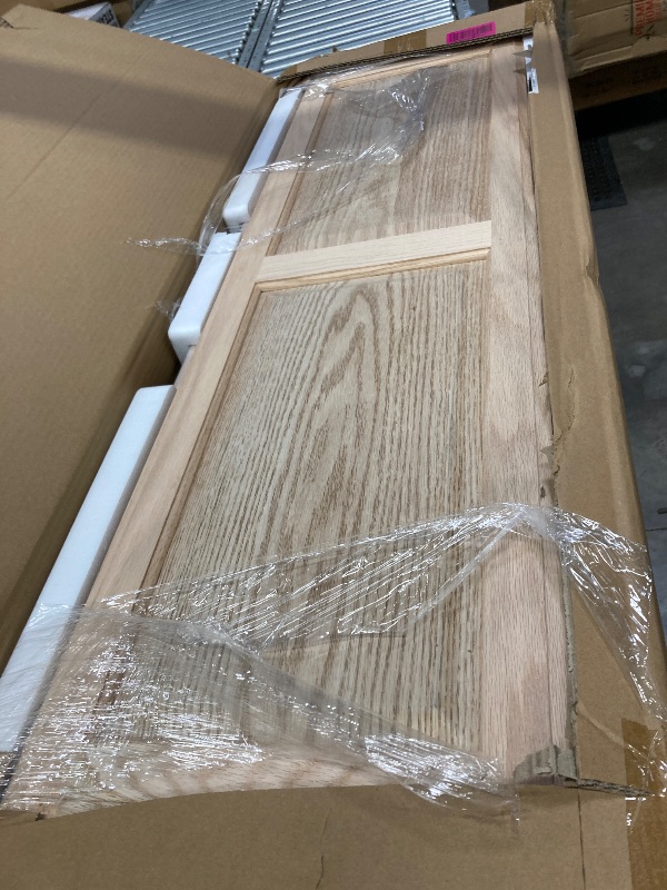 Photo 1 of ***It is used, it is missing parts, it is not known if it works 100%.***Household Essentials Ironing Board Cabinet, In-Wall Recessed Ironing Board Cabinet with Storage Shelves, Unfinished Wood, Oak