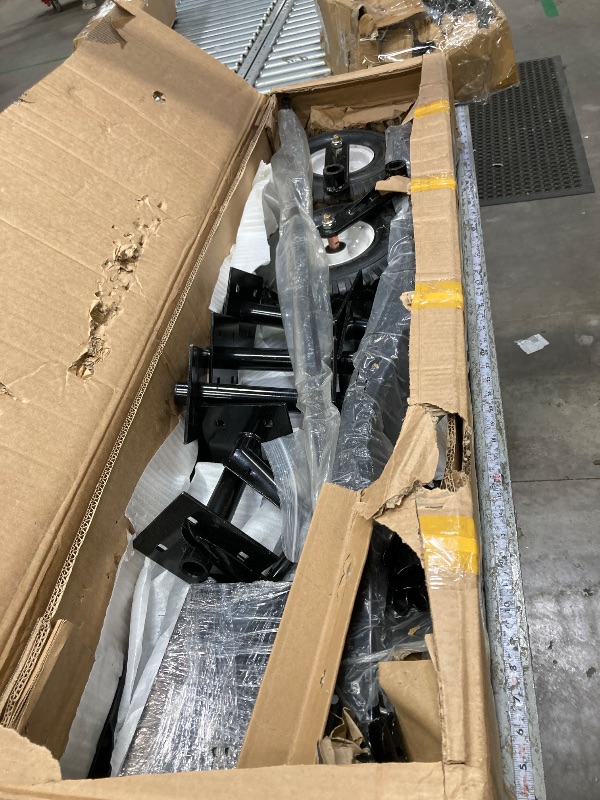 Photo 1 of ****It is used, it is missing parts, it is not known if it works 100%.***YITAMOTOR 48" Tow Plug Lawn Aerator with Universal Hitch,Black Painted Galvanized Steel with Tray and Inflatable Wheels, Lawn Aerator Tow Behind for Garden, Farm and Lawn