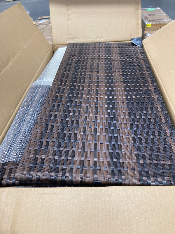 Photo 1 of ****It is used, it is missing parts, it is not known if it works 100%.***Devoko 4 Pieces Outdoor Patio Furniture Set, PE Rattan Wicker Chairs Balcony Lawn Porch Patio Furniture Sets with Beige Cushion and Table (Brown)
