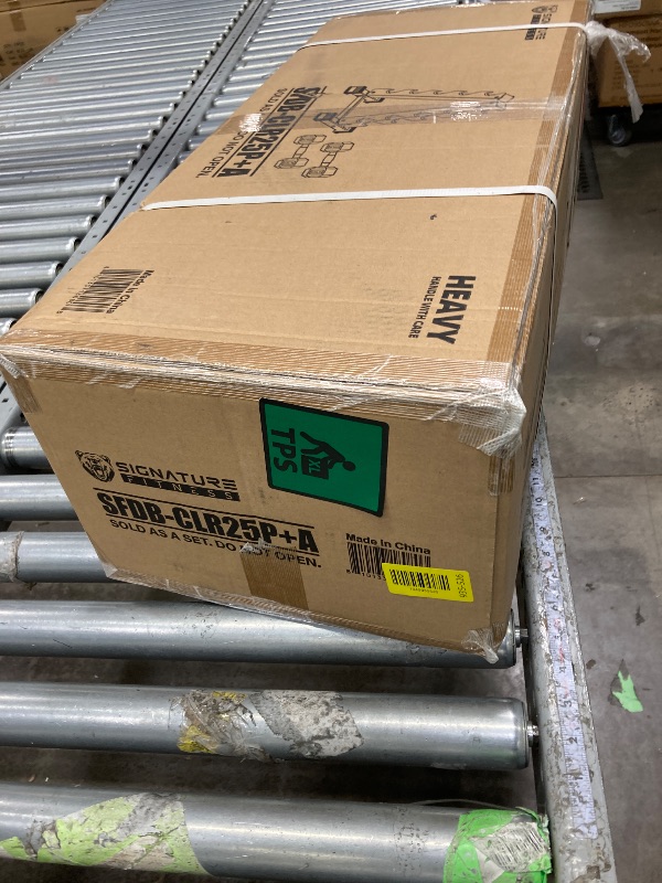 Photo 1 of ***IT IS USED, IT IS MISSING PARTS AND IT IS NOT KNOWN IF IT WORKS AT 100%***Fitvids Rubber Encased Hex Dumbbell with A-Frame Rack, 25LB Pair, Colored, Multiple