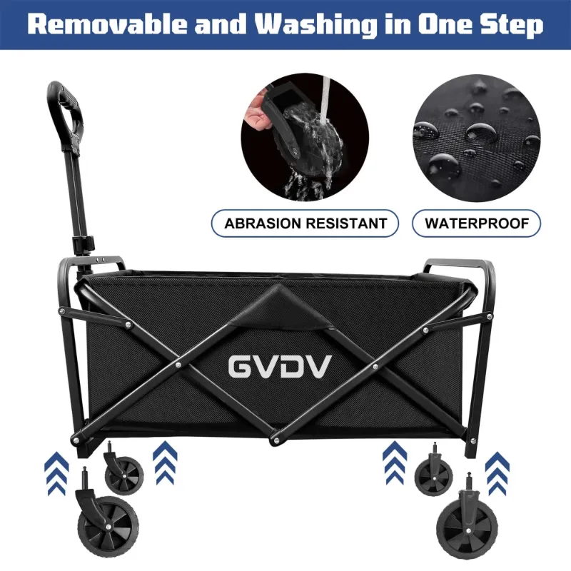 Photo 1 of ***IT IS USED, IT IS MISSING PARTS. IT IS KNOWN IF IT WORKS AT 100%**GVDV Collapsible Wagon Cart, Portable Utility Wagon for Camping, Beach, Picnic, Shopping, Sports, and Grocery Transport, Black