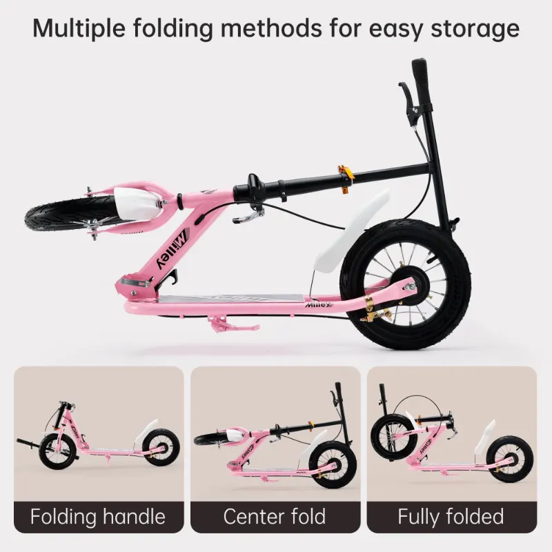 Photo 1 of **It is missing a part and is used, it is not known if it works at 100%.**Shock-Absorbing Foldable Commuter Kick Scooter With 12" Large Smooth Rolling Rubber Air Tires Pink/Green/White/Black