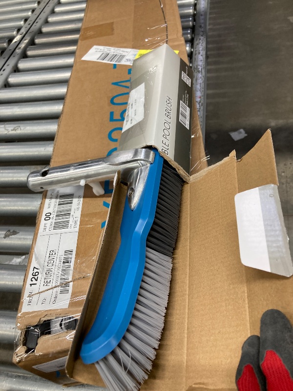 Photo 1 of **It is missing a piece like the Arriva tube**EMANO Pool Brush Head for Cleaning Pool Walls Steps and Corners, Heavy Duty Premium Nylon Bristles (Non-abrasive), Reinforced Aluminum Skeleton. Inground/above Ground Swimming Pool Scrub Brus