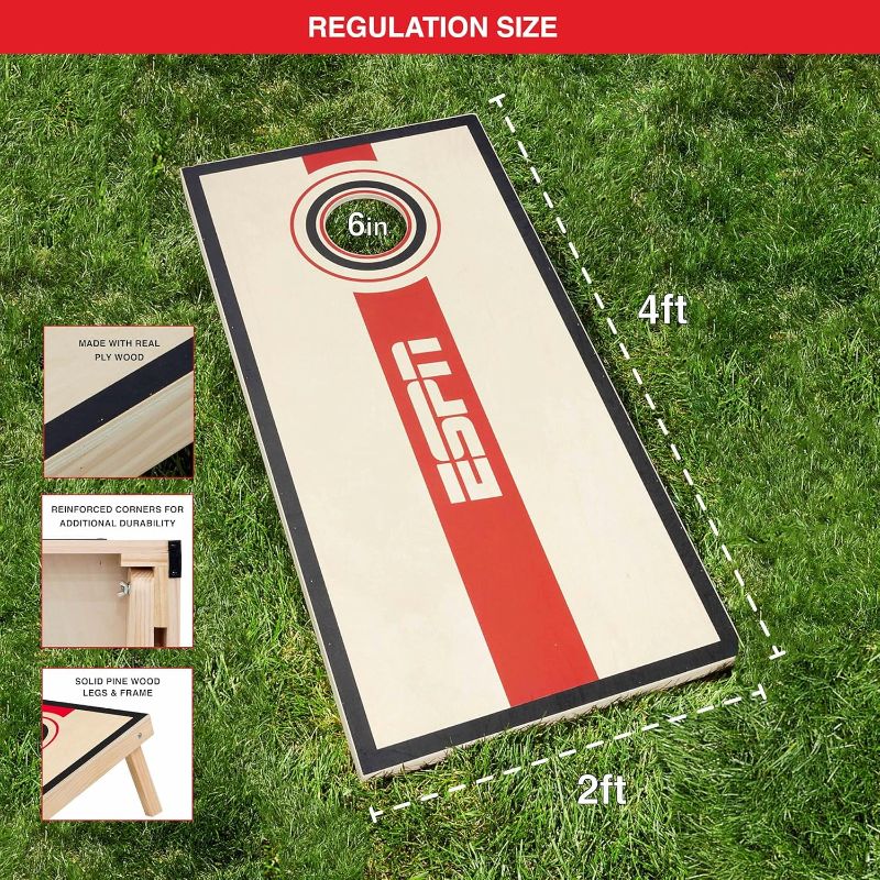 Photo 1 of ***It is missing parts, it is used and it is not known if it works 100%.***ESPN 2 x 4 Feet Solid Wood Cornhole Board Set with 8 Cornhole Bags & Travel Bag for Outdoor Games