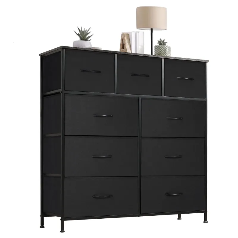 Photo 1 of ***THIS IS A USED FSLTSN PART AND IT IS NOT KNOWN IF IT WORKS AT 100%***JOINSUN 9 Drawers Dresser, Storage Organizer Units for Clothing, Closet, Fabric Bins, Wood Top, Steel Frame, Lightweight, Black