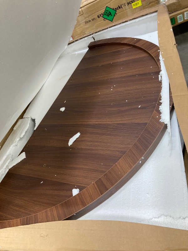 Photo 1 of ***It is used, it is missing a piece and it is not known if it works at 100%.****DWVO Round Dining Table for 4-6 People 45.27 Inch Large Circle Kitchen Table Farmhouse Dinner Table with Heavy Duty Metal Base for Kitchen Home Apartment, Brown