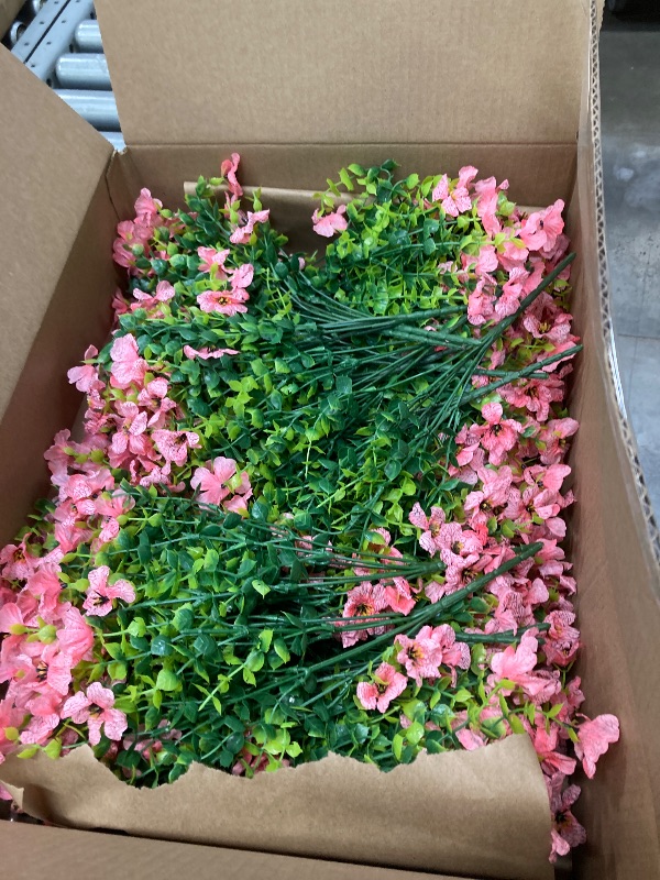 Photo 1 of *****used***Ouddy Decor 24 Bundles Artificial Flowers for Outdoors Fake Silk Flowers UV Resistant Faux Plastic Plants for Spring Summer Garden Porch Window Box Table Vase Home Indoor Outdoor Decoration, Pink