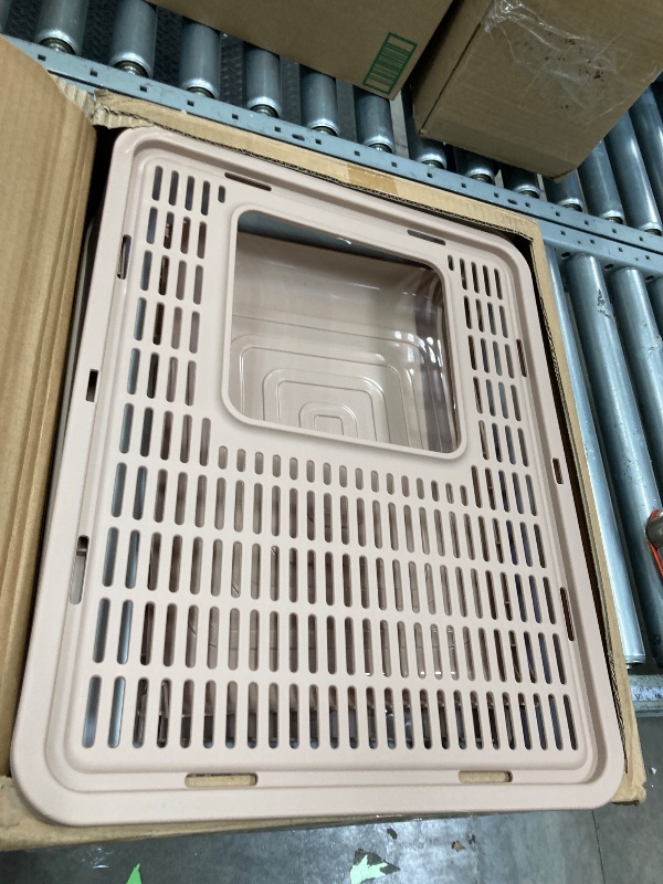 Photo 1 of ***used missing parts***Upgraded Fully Enclosed Cat Litter Box with Lid, Covered Cat Box Enclosure, Anti-Splashing Easy to Clean Kitty Litter Boxes with Drawer, 3 Modes can Use from Kitten to Adult(White&Grey)