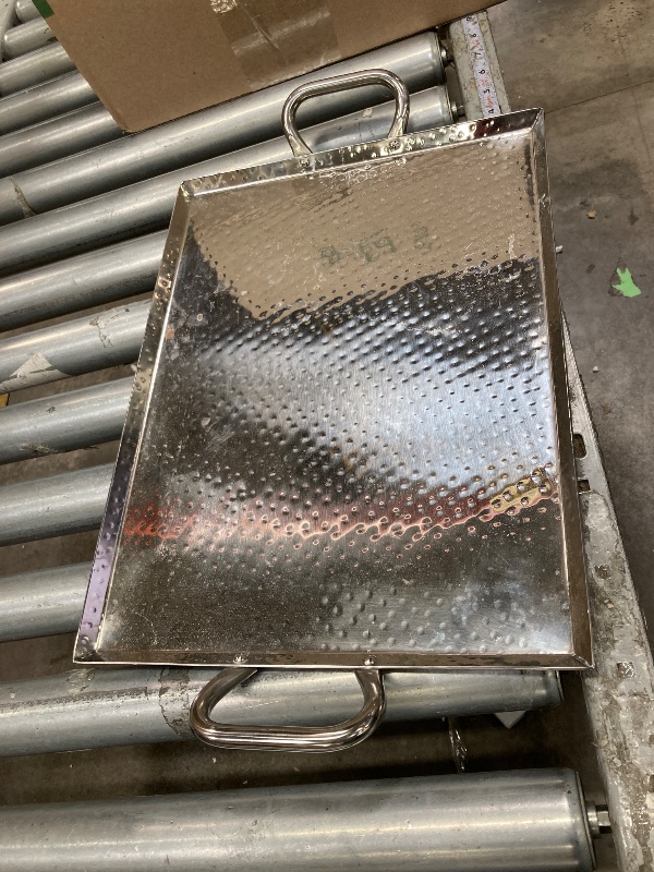 Photo 1 of ***used***G.E.T. SSTPD-1612-MP Heavy-Duty Metal Serving/Ottoman Tray with Handles, 16" x 12", Mirror Polished Steel