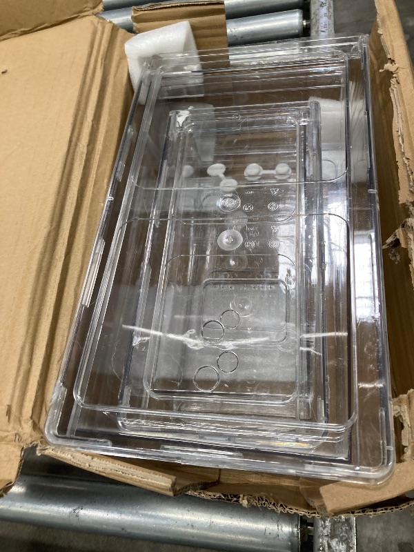 Photo 1 of ****used missing parts***YekouMax Pantry Organizers and Storage Bins, Refrigerator Organizer, Plastic Stackable Storage Bins with Drawers, Pull-Out Cabinet Containers for Fridge Kitchen Office (2 PACK, Extra Large & Medium)