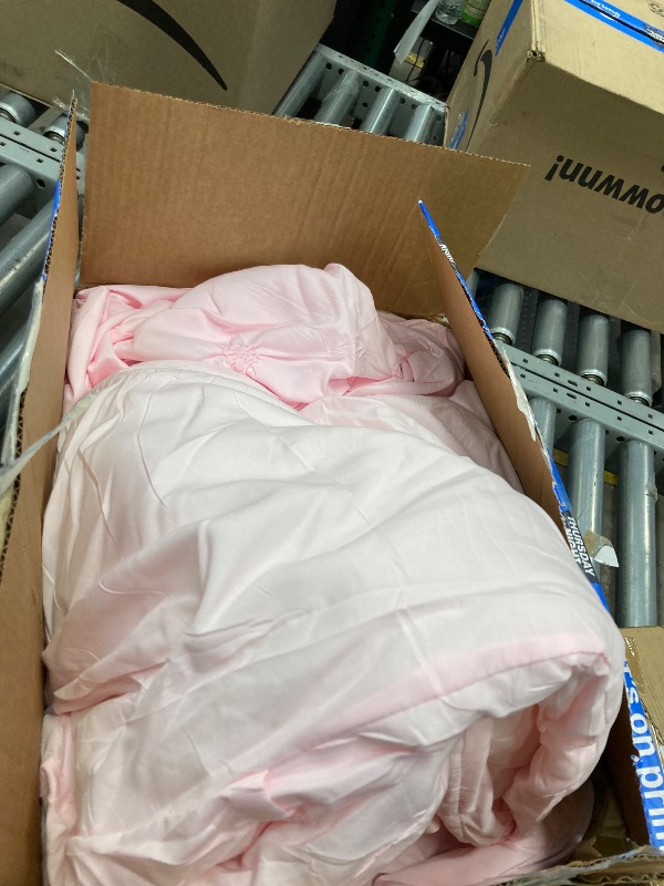 Photo 1 of **used missing parts***BEDELITE Baby Pink Queen Comforter Set - 3 Pieces Boho Pintuck Bedding Comforter Sets, Lightweight Soft & Warm Bed Comforter Queen with 2 Pillowcases for All Season