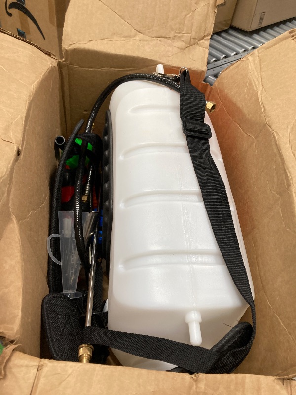 Photo 1 of ***It is used, it is missing a part and it is not known if it works 100%.***VEVOR Battery Powered Backpack Sprayer, 0-90 PSI Adjustable Pressure, 4 Gallon Tank, Back Pack Sprayer with 8 Nozzles and 2 Wands, 12V 8Ah Battery, Wide Mouth Lid for Weeding, Spr