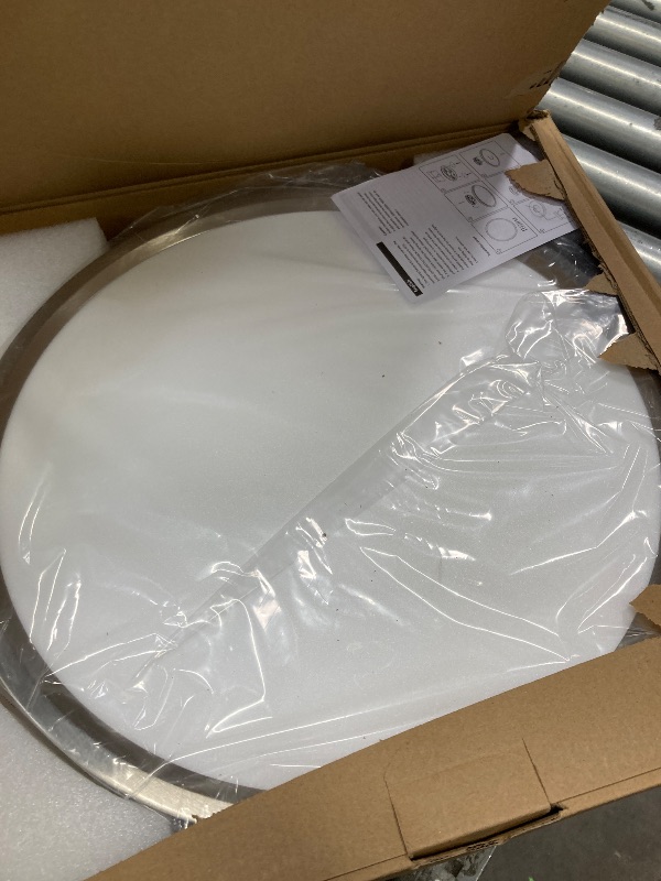 Photo 1 of **It is used, it is missing a part and it is not known if it works 100%***libtit 16Inch Flush Mount LED Ceiling Light Fixture, 3000K 4000K 6500K Adjustable, 36W 3600lm Brushed Nickel Satin Round Ceiling Lamp for Bathroom Shower Hallway Kitchen, 4 Pack