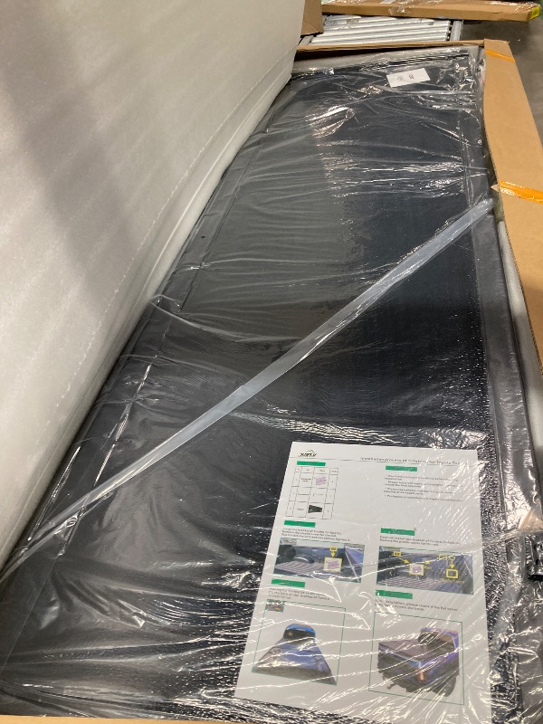 Photo 1 of ****It is used, it is missing a part and it is not known if it works 100%.***Just-V Hard Tri-Fold Truck Bed Tonneau Cover for Toyota Tundra 2014-2023 Cab CrewMax Cab 5.5FT Bed, Installation with Rail Head, Requires Bracket, Upgrade Solid FRP Textured Blac