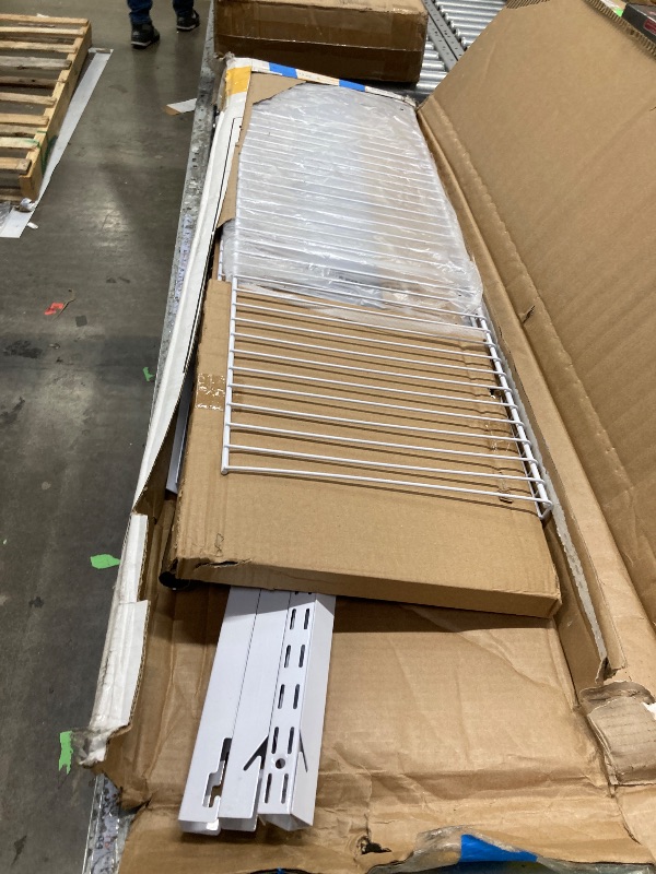 Photo 1 of ***IT IS USED, IT IS MISSING PARTS AND IT IS NOT KNOWN IF IT WORKS AT 100%****Rubbermaid Configurations Deluxe Custom Closet Kit 3-6 Ft. Adjustable Metal Wire Shelving White Finish Expandable Organization System Hardware Included for Home Closet/Pantry/La