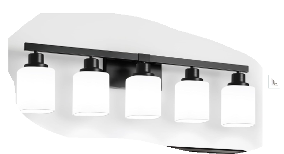 Photo 1 of ****used missing parts***DIKAIDA 8-Light Bathroom Light Fixtures Over Mirror, 52inch Modern Matte Black Vanity Lights with White Frosted Glass Shade, Bathroom Wall Lamp Sconces for Mirror Bedroom, Living Room Hallway