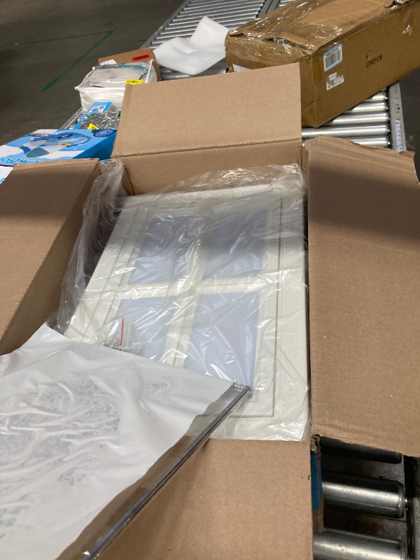 Photo 1 of **It is missing a part, is used, and it is not 100% certain.***NeatiEase 4 Pcs Garage Door Windows, Replacement Vinyl Windows Inserts Kit with UV Resistant Resin Glass for Exterior Garage Doors (Cross Design)