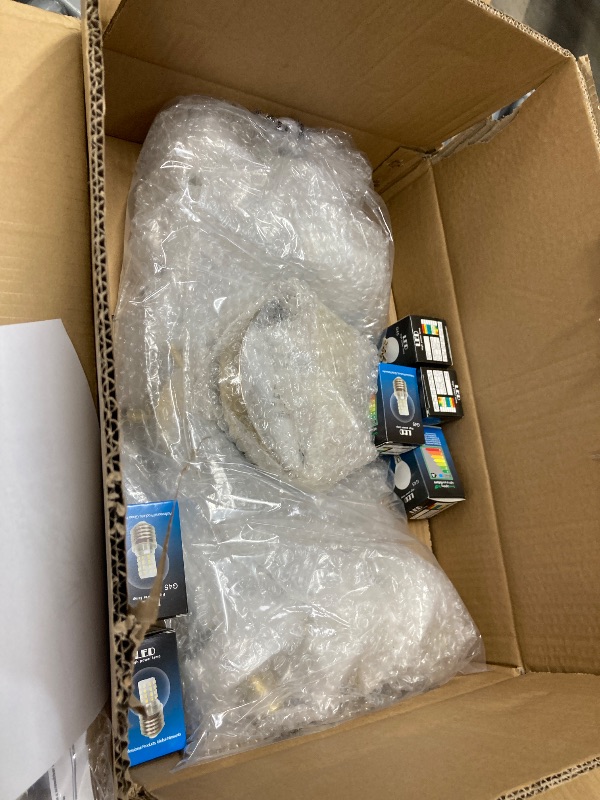 Photo 1 of **It is missing a part, is used, and it is not 100% certain.***KCO Lighting Mid Century Modern Gold Ceiling Lighting Fixture 6-Light Black Metal Flush Mount Ceiling Lights Brushed Brass Clear Globe Bubble Ceiling Light Fixture Farmhouse Sputnik Chandelier