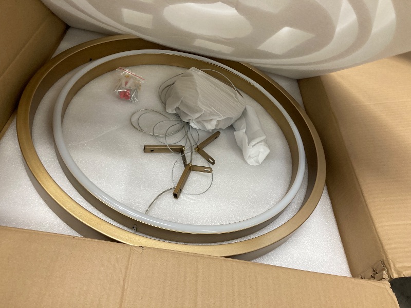 Photo 1 of ***It is missing a part, is used, and it is not 100% certain.**LED Ring Chandelier Brass Gold Chandelier Dimmable Round Foyer Chandeliers Light Modern Circular Chandeliers for Dining Room Entry Bedroom Office Living Room, 24in