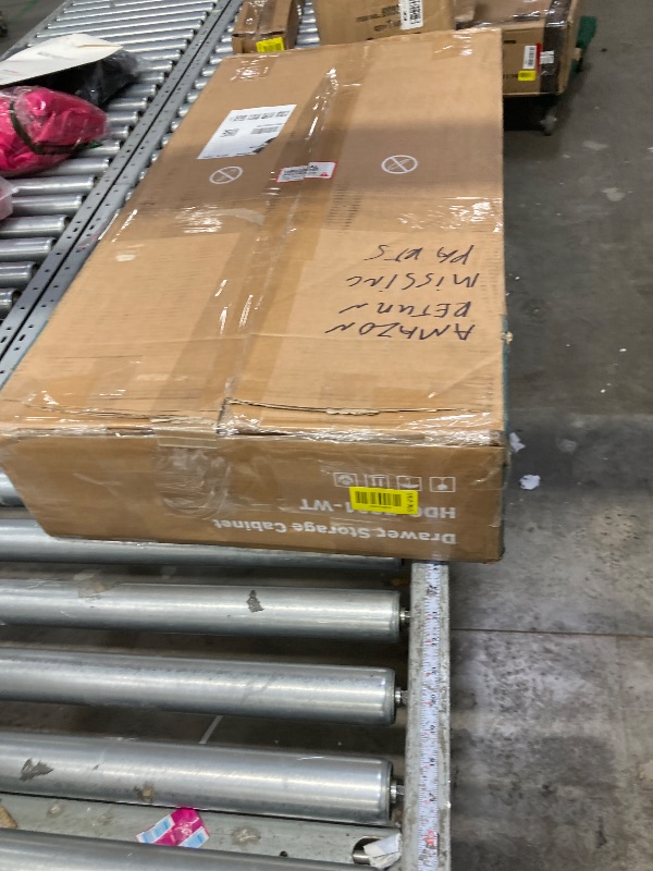 Photo 1 of ***It is used, missing a part, and it's not known if it works 100%.***7 Drawer Mobile File Cabinet Under Desk Storage Organization with Wheels Vertical Filing Chest Rolling Wood Small Desk Printer Stand for Home Office, White