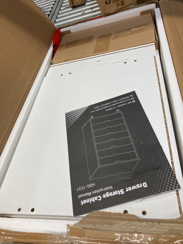 Photo 1 of ***It is used, missing a part, and it's not known if it works 100%.***7 Drawer Mobile File Cabinet Under Desk Storage Organization with Wheels Vertical Filing Chest Rolling Wood Small Desk Printer Stand for Home Office, White