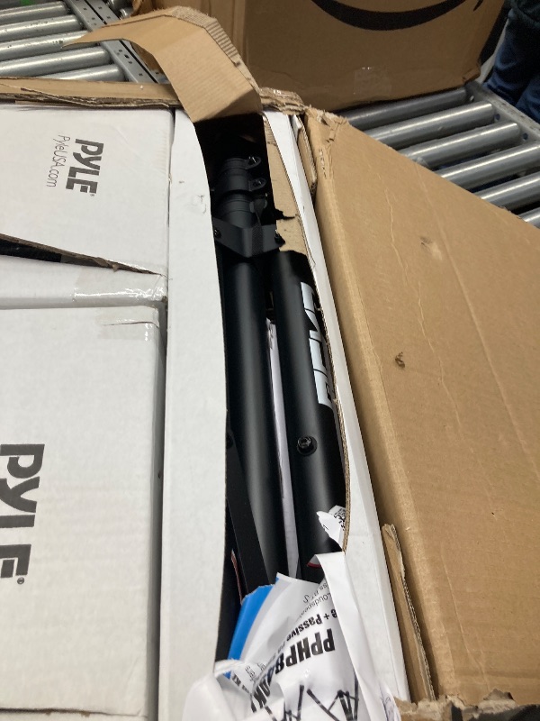 Photo 1 of ***It is used, missing a part, and it's not known if it works 100%.**Pyle Powered Bluetooth PA Speaker Kit - Event Ready - Just Plug In and Play Active and Passive 350w Loudspeakers with Wired Microphone, Speaker Stands, Remote - MP3/USB/SD/AUX inputs - P