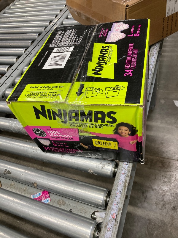 Photo 1 of ***used missing parts **Ninjamas Girls Bedwetting Nighttime Underwear, Size L (64-95+ lbs), 34 Count, Overnight Protection, Ultra Absorbent, Hypoallergenic