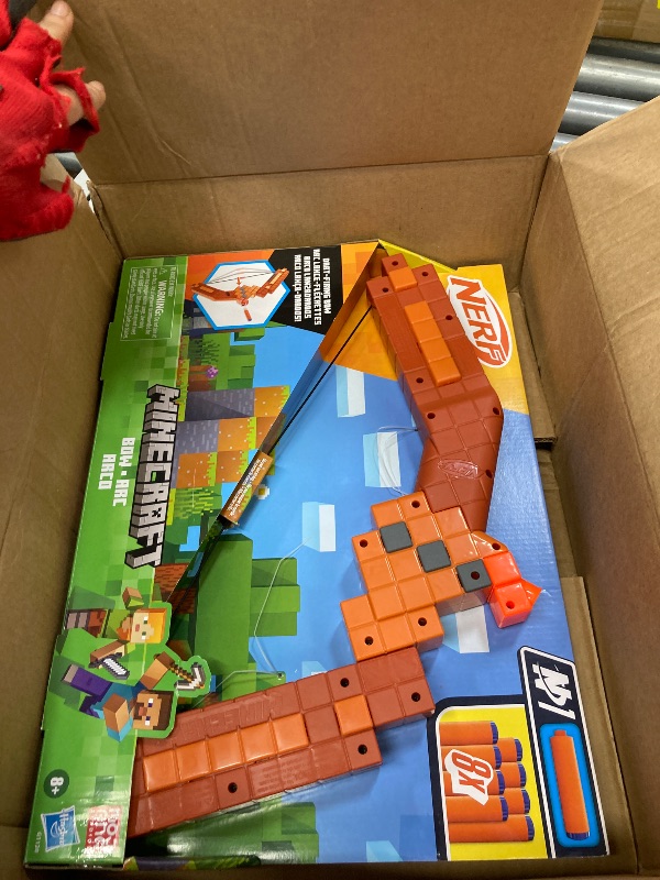 Photo 1 of **used**missing parts **Nerf Minecraft Bow Dart Blaster, Pull-Back String Priming, 8 Nerf N1 Compatible Only with N1 Dart Blasters, Ages 8+