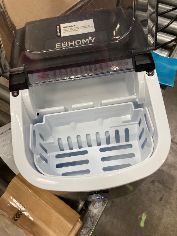 Photo 1 of **It is used, it is missing a piece and it is not known if it works at 100%.**EUHOMY Ice Maker Countertop, Portable Ice Machine with Carry Handle, 26.5lbs Per Day, 9 Cubes in 6 Mins, Auto-Cleaning, with Basket and Scoop, for Home, Kitchen, Camping, RV (Si
