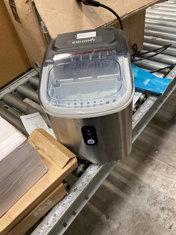 Photo 1 of **It is used, it is missing a piece and it is not known if it works at 100%.**EUHOMY Ice Maker Countertop, Portable Ice Machine with Carry Handle, 26.5lbs Per Day, 9 Cubes in 6 Mins, Auto-Cleaning, with Basket and Scoop, for Home, Kitchen, Camping, RV (Si