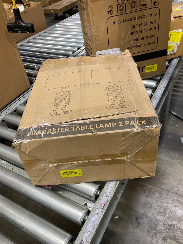 Photo 1 of ***It is used, it is missing a piece and it is not known if it works at 100%.***KIVDITZO 27" Natural Alabaster Table Lamps Set of 2, Lamps for Living Room Bedroom,Bedside Lamps with Night Light,Nightstand Lamp with USB A+C Ports,Modern Table Lamp with Lin