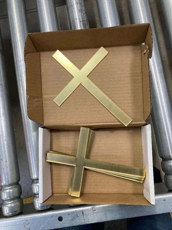 Photo 1 of 10 Pieces Cross Cake Decoration Acrylic Charm Topper for Weddings Baptism and Religious Celebration (Gold Mirror, 8")