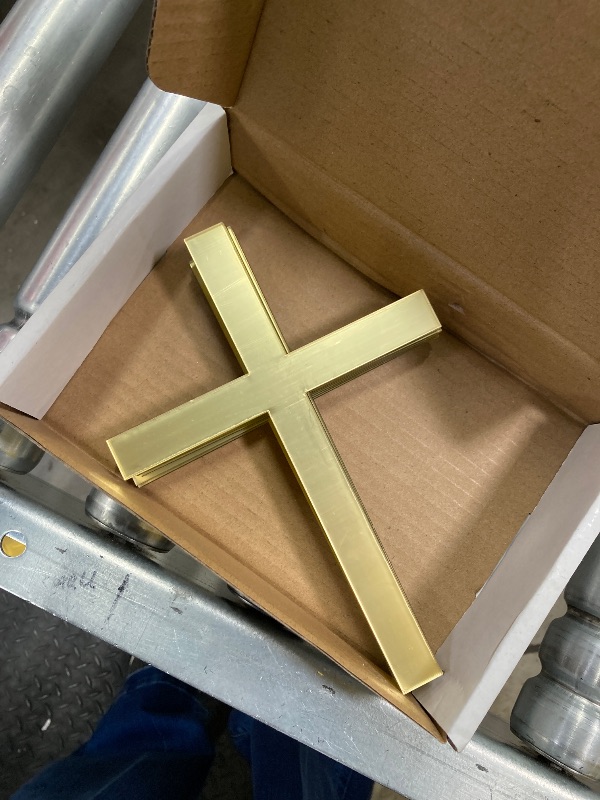 Photo 1 of 10 Pieces Cross Cake Decoration Acrylic Charm Topper for Weddings Baptism and Religious Celebration (Gold Mirror, 8")