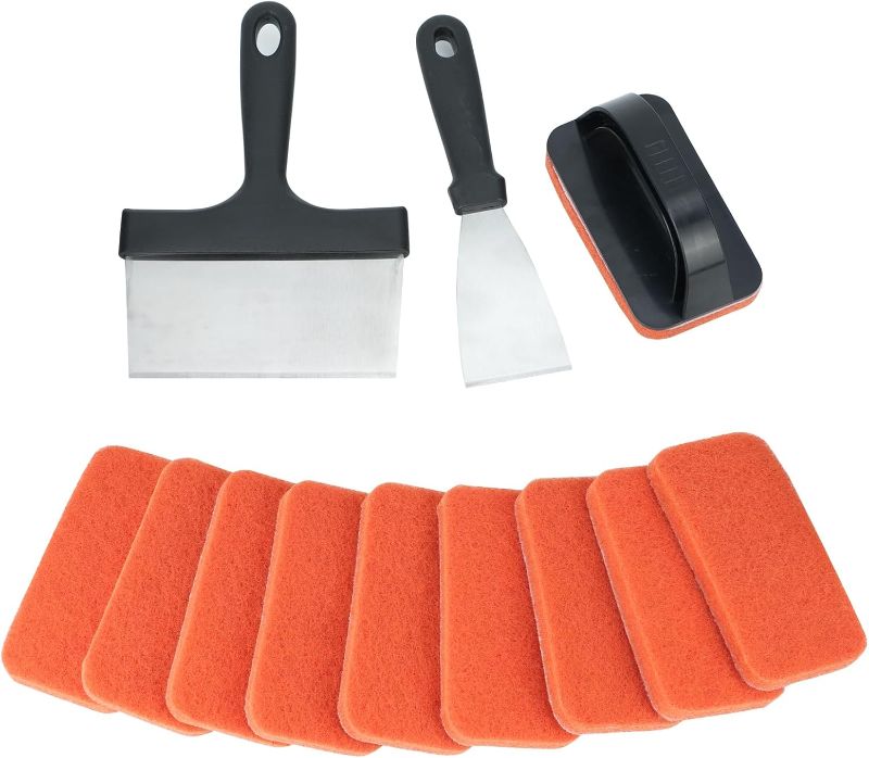 Photo 1 of ***ONLY THE PADS/MISSING PARTS**Griddle Cleaning Kit for Blackstone 13 Piece- 2 Stainless Steel Cleaning Scrapers, 10 Scouring Pads and 1 Handle, Cleaning Accessories for Blackstone Grill, Flat Top Grill Cleaning Tools Kit