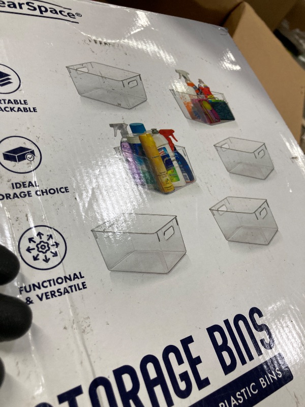 Photo 1 of ***MISSING TWO CONTAINERS**ClearSpace Clear Plastic Storage Bins – Pantry Organizers & Storage Containers, Cabinet Organizer - Home Organization Must Haves for Kitchen, Laundry Room, Office, Closet, Garage & Freezer