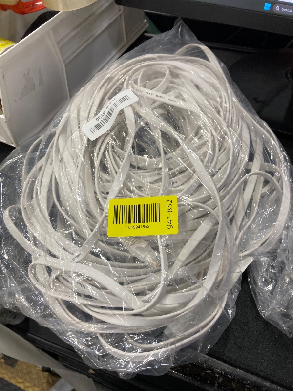 Photo 1 of **DIRTY** Jadaol Cat 6 Ethernet Cable 200ft (60.96m), Outdoor & Indoor, 10Gbps Support Cat 8 Cat 7 Network, Long Flat Internet Lan Patch Cord, Cat6 High Speed Weatherproof Cable for Router, Modem, Switch, White