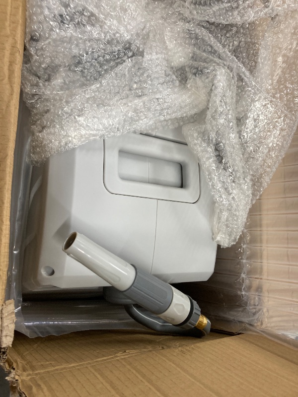 Photo 1 of ***WALL MOUNTING AREA DAMAGED-SEE PIC**AYLEID Retractable Garden Hose Reel,1/2 in x 130 ft Wall Mounted Hose Reel, with 9- Function Sprayer Nozzle, Any Length Lock/Slow Return System/Wall Mounted/180°Swivel Bracket (Grey)