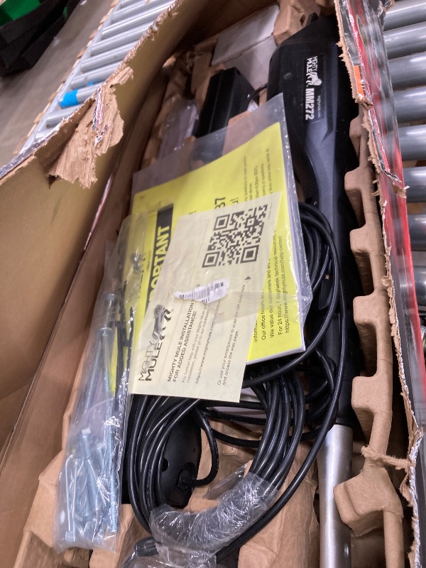 Photo 1 of ***(DAMAGE -SELLING AS PARTS ONLY -SELLING AS IS)***
Mighty Mule Gate Opener, Solar Ready, Automatic Gate Opener for Dual Swing Gates up to 300lb or 12ft, with Precision Installation Ruler, Upgraded Kit, MM272-A