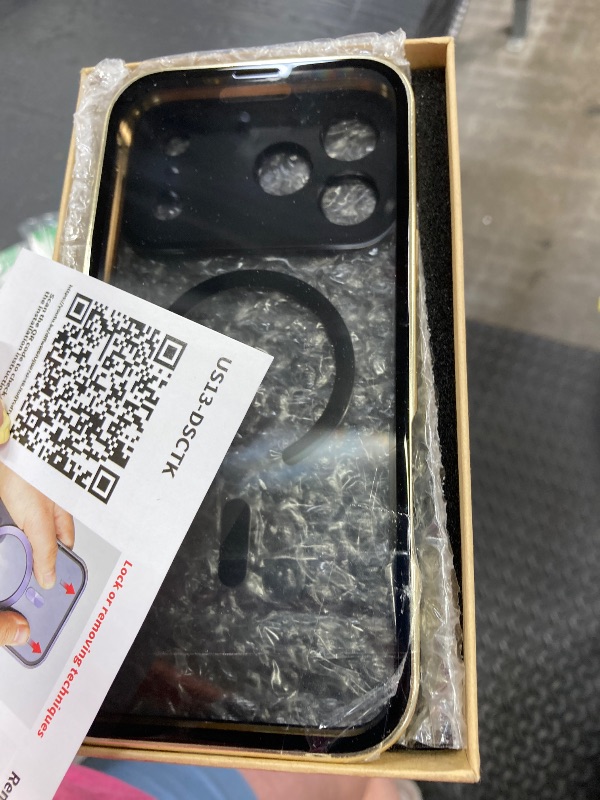 Photo 1 of [Full Camera Protection& Mechanical Lock]Magnetic Privacy Case for iPhone 17 Pro Max[Compatible with MagSafe] [CD Metal Ring]Full Body Shockproof Metal Bumper, 9H Anti Peeping Glass Cover-Gold