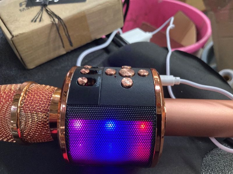 Photo 1 of **NO SOUND**BONAOK Karaoke Microphone for Kids & Adults - Bluetooth Microphones Singing Mic with Disco Lights, Echo Effect, Built-in Speaker Portable Karaoke Player for Party Travel Gifts Q78(Rose Gold)