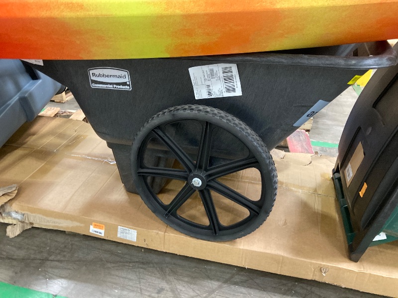 Photo 1 of ***CRACKED HANDLE***Rubbermaid Commercial Products 8.75 Cubic Foot, All-Weather, Big-Wheel Cart/Yard Cart/Lawn Cart/Wheelbarrow, Yardwork/Landscaping/DIY Projects, Durable/Weather Resistant, Black***CRACKED HANDLE***