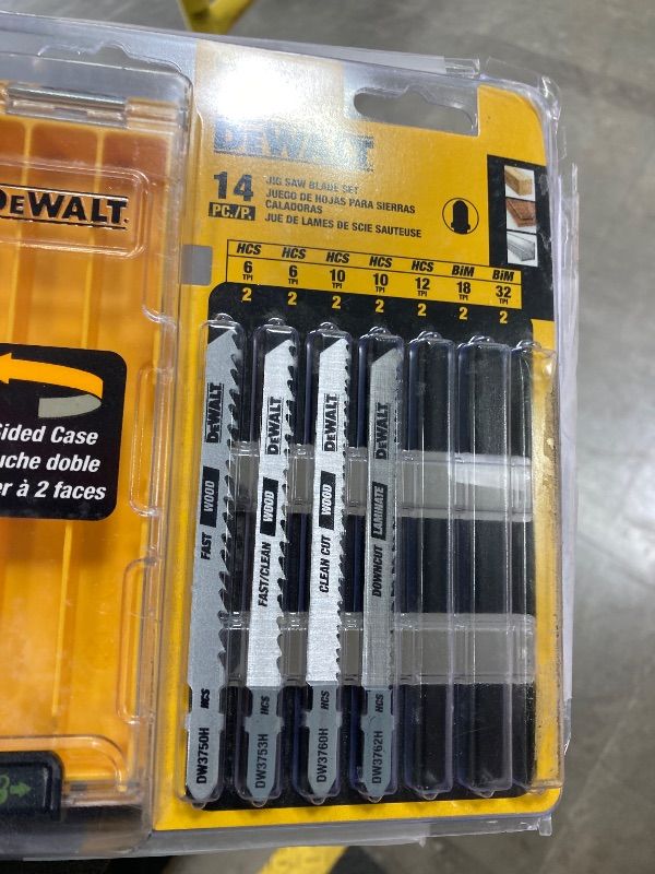 Photo 1 of ***MISSING PIECES -SELLING AS INCOMPLE SET*** DEWALT Jigsaw Blades Set with Case, T-Shank, 4-Piece (DW3742C)