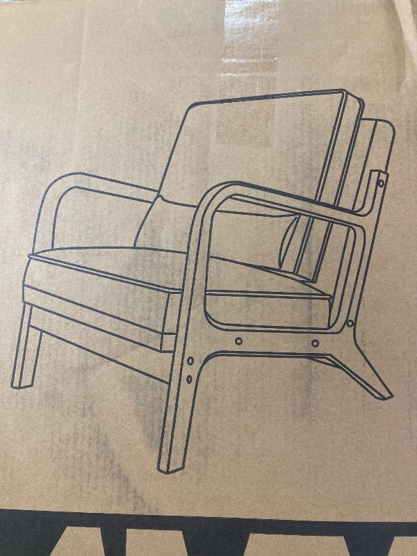 Photo 1 of ***ONE CHAIR ONLY*** COLAMY Mid Century Modern Accent Chair with Lumbar Pillow, Relaxing Armchair with Solid Wood Frame & Soft Cushion, Reading Leisure Chair for Living Room,?Grey?