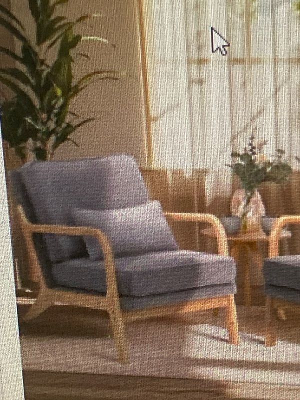 Photo 1 of ***ONE CHAIR ONLY*** COLAMY Mid Century Modern Accent Chair with Lumbar Pillow, Relaxing Armchair with Solid Wood Frame & Soft Cushion, Reading Leisure Chair for Living Room,?Grey?