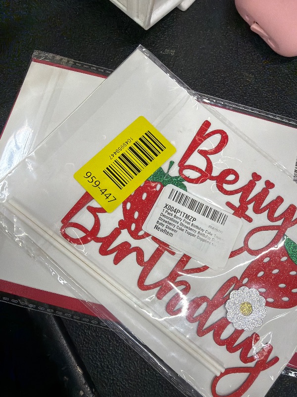 Photo 1 of 1 Pack Berry First Birthday Cake Topper Decorations Strawberry Birthday Decorations Strawberry Cake Topper Supplies for Girls or Baby Shower